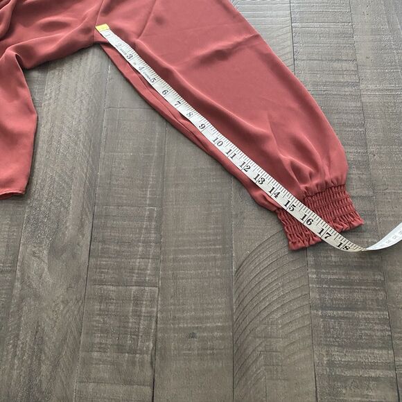 New With Tags Revolve Krisa Smocked Turtleneck Blouse, Rust Size Medium - Picture 13 of 14